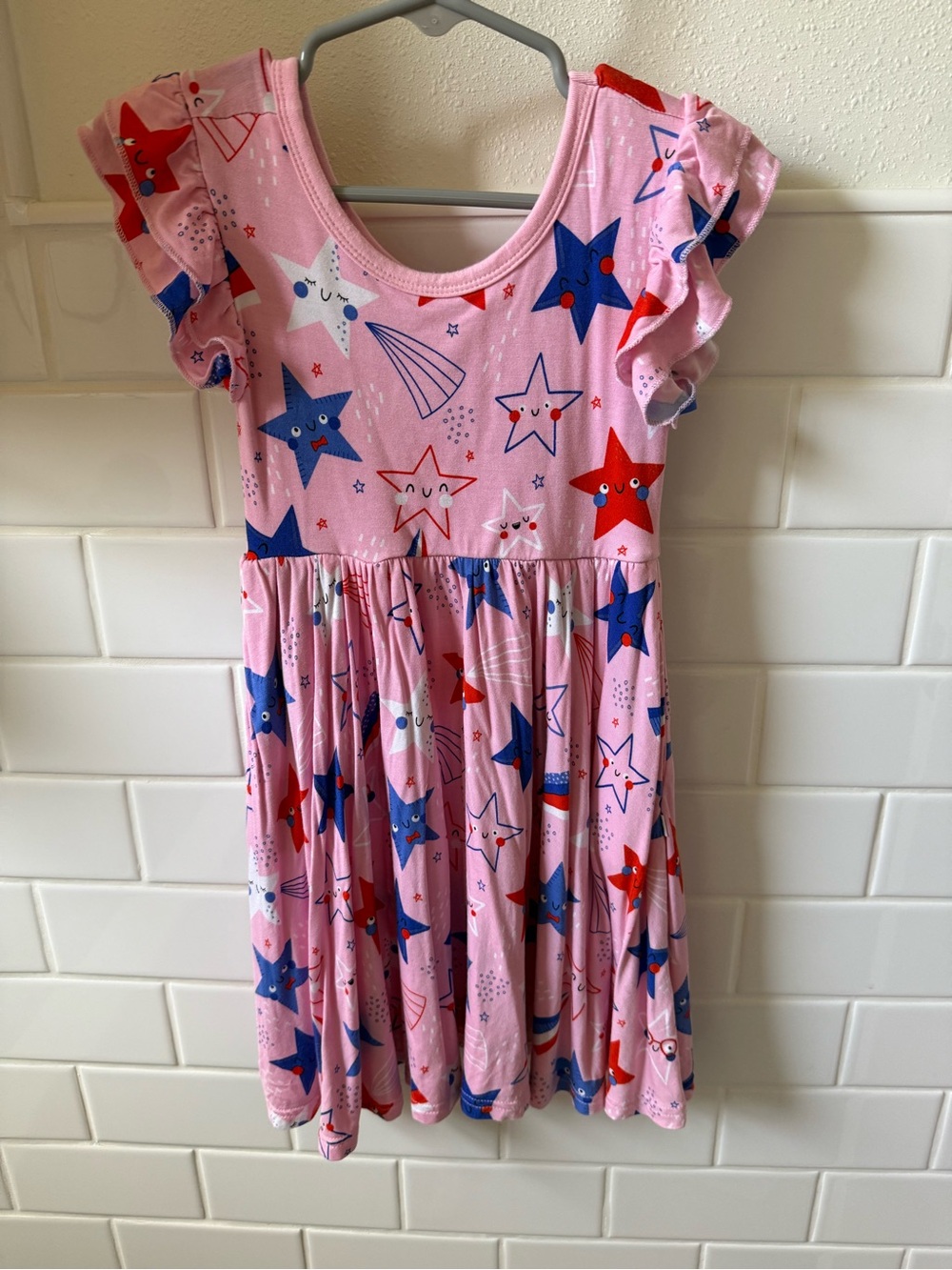 Little Sleepies Pink Dress with Red, White & Blue Stars